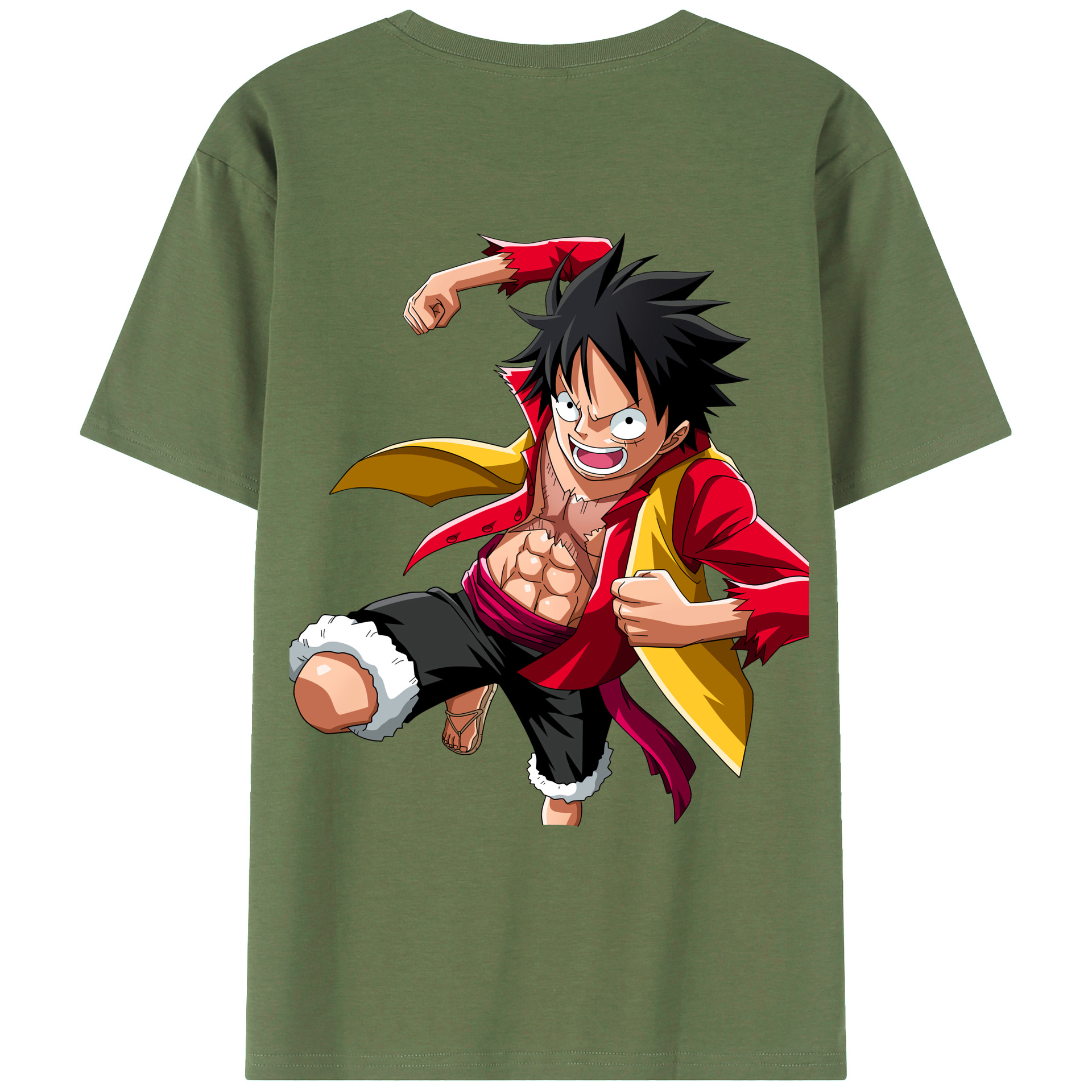 ワンピース モンキー・D・ルフィ ONE PIECE Monkey D. Luffy 綿100％ メンズ半袖Tシャツ（バックプリント） 通気性